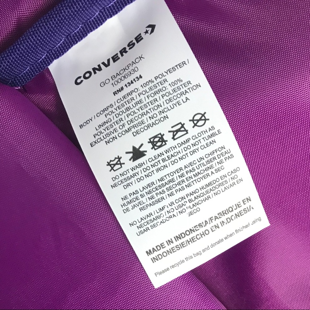 Converse Go Backpack Pure Tea Magenta AUTHENTIC - Picture 7 of 8